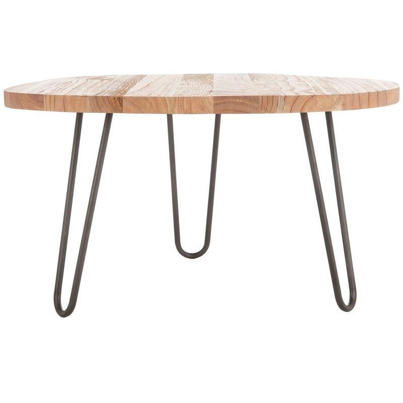 Weathered Oak and Steel Round Transitional Coffee Table