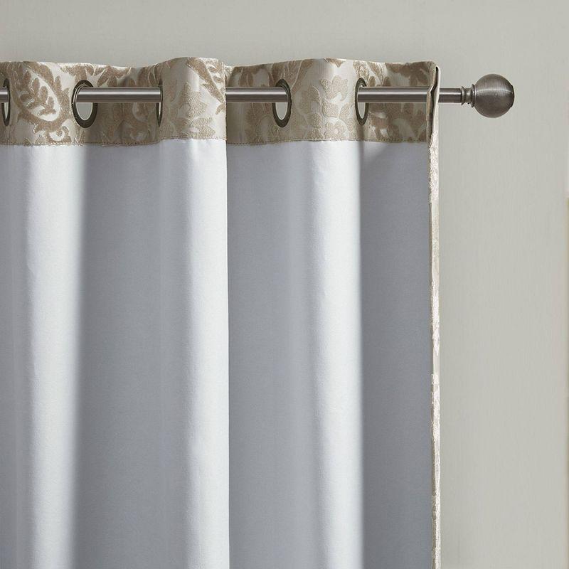 Madison Park Amelia Knitted Jacquard Paisley Total Blackout Grommet Top Single Curtain Panel