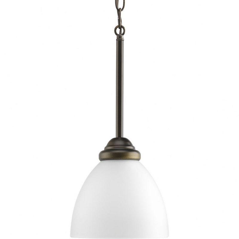 Progress Lighting, Heart Collection, 1-Light Mini-Pendant, Antique Bronze, Etched Glass Shade