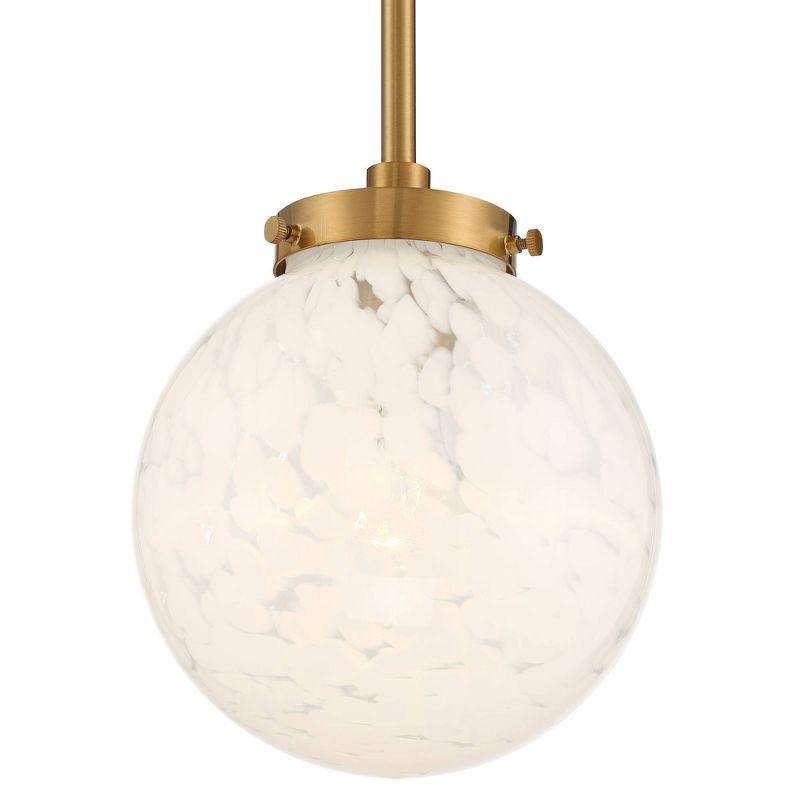 Possini Euro Design Candide Warm Brass Mini Pendant Lighting 7" Wide Mid Century Modern Art Glass Globe Shade for Dining Room House Kitchen Island