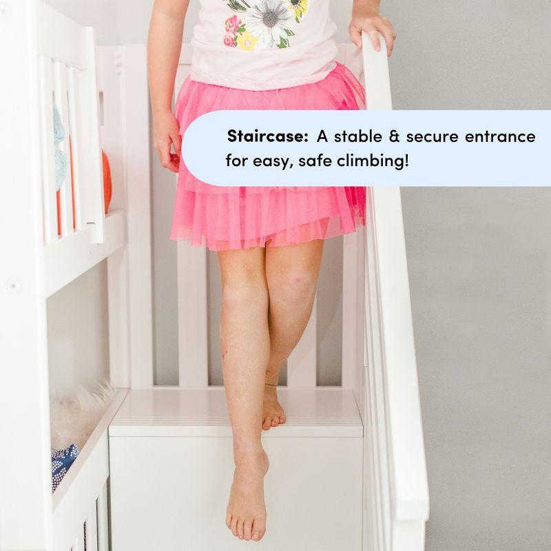 Max & Lily Twin Low Loft Bed with Staircase, White