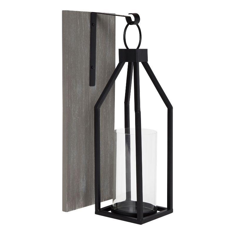Kate and Laurel Oakly Rectangle Wood Wall Sconce, 7x18, Gray
