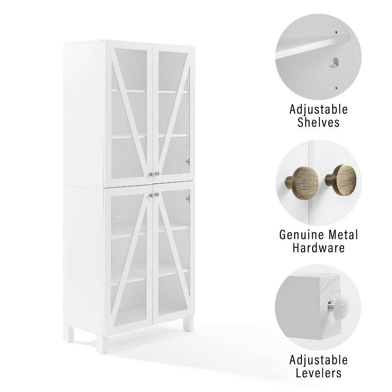 White Tall Cabinet with Adjustable Shelving and Glass Doors