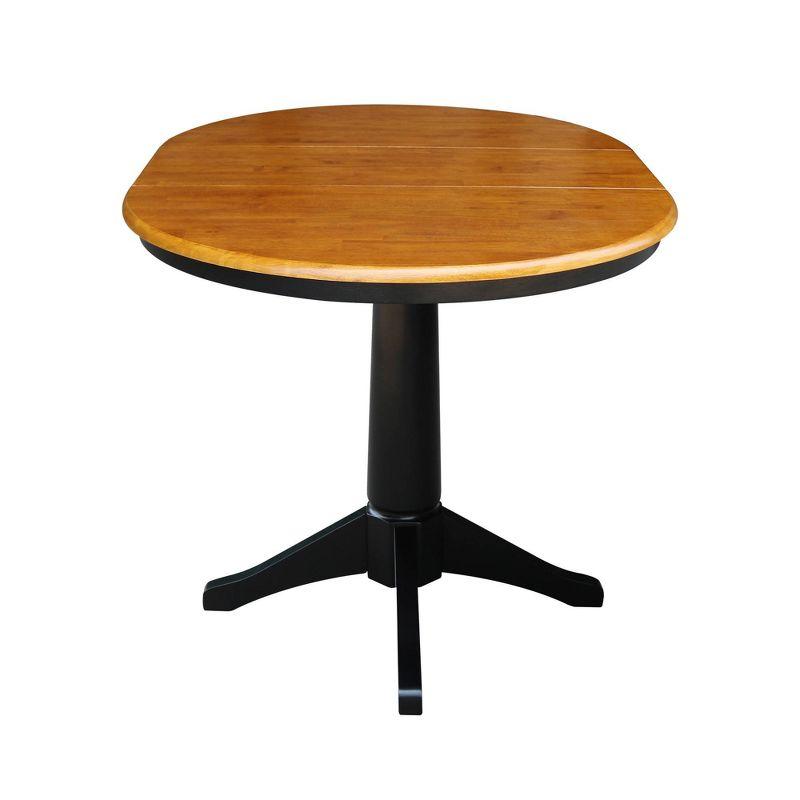 36" Black and Cherry Round Wood Extendable Dining Table