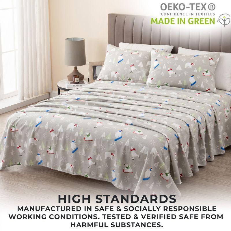 FreshFolds 100% Turkish Cotton Holiday Printed Flannel Sheet Set
