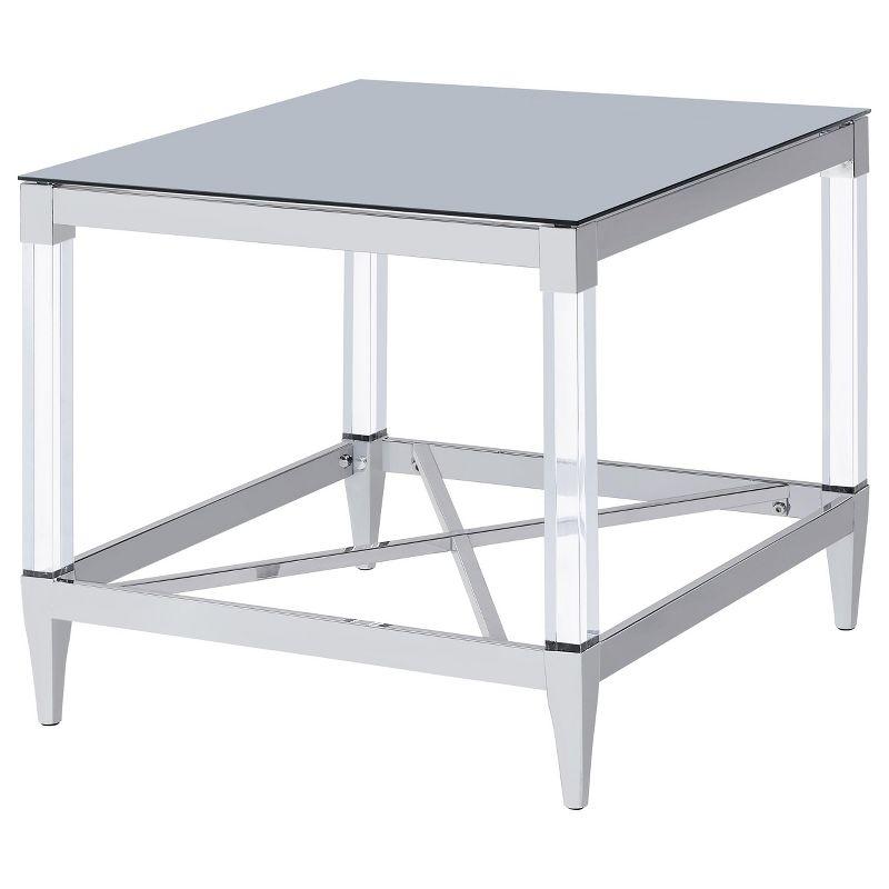 Coaster Home Furnishings Lindley Square End Table with Acrylic Legs and Tempered Mirror Top Chrome