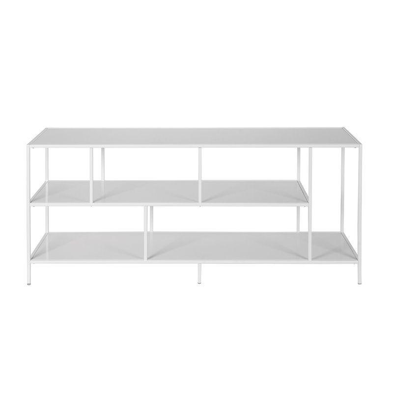 Matte White 55" Steel 3-Shelf TV Stand