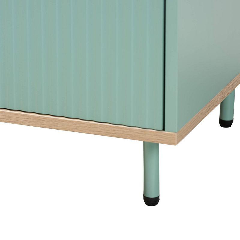 Tavita Two-Tone Wood 1 Drawer End Table Oak Brown/Mint Green - Baxton Studio: Side Table with Storage Shelf
