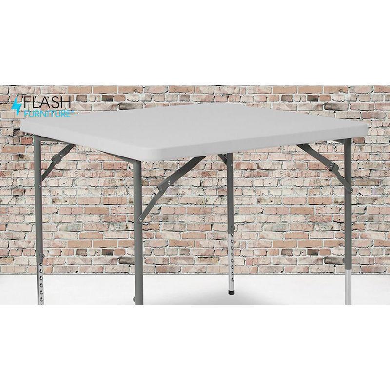 Parker 2.79-Foot Square Height Adjustable Plastic Folding Table