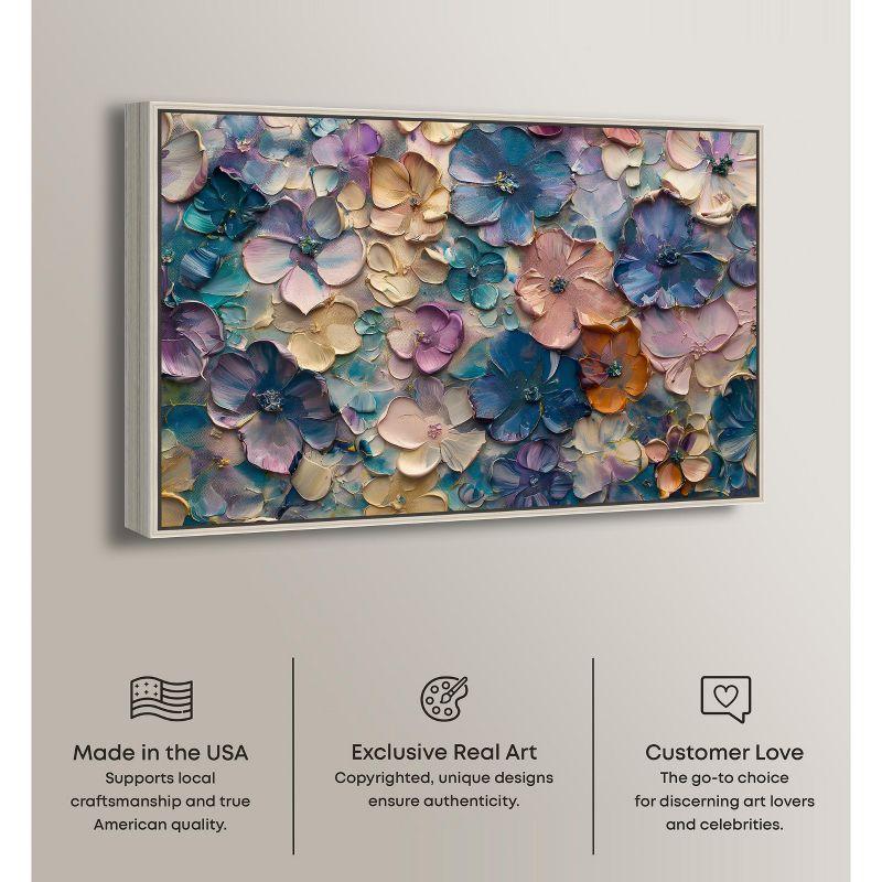 Art Remedy Jewel Flowers Colorful buterfly and flowers wall art, 24" x 16", Silver Frame