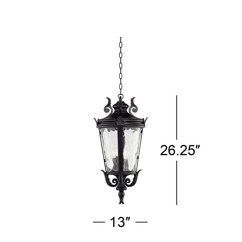 Casa Marseille Black Finish Clear Water Glass Outdoor Hanging Light