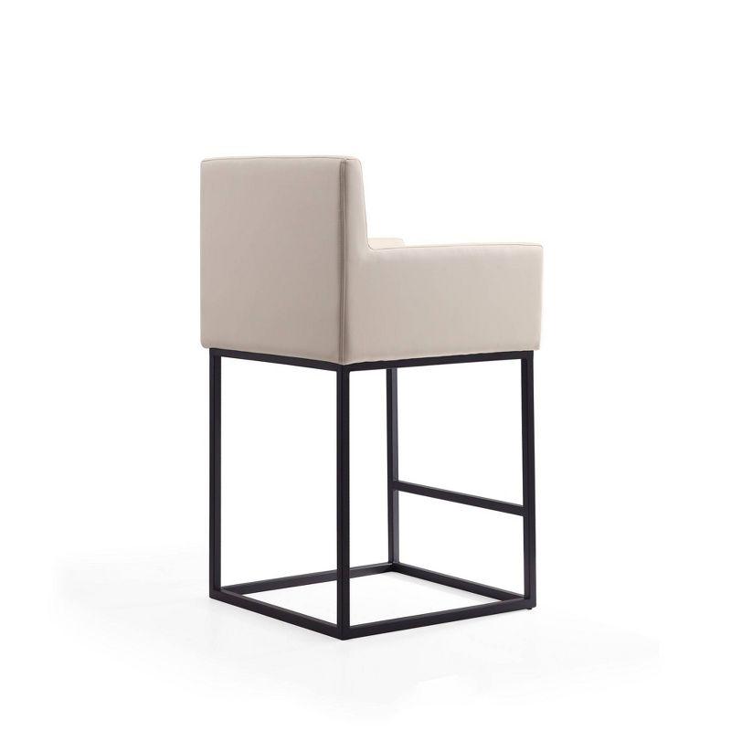 Manhattan Comfort Ambassador Metal Counter Height Barstool Cream: Upholstered, No Assembly, Faux Leather
