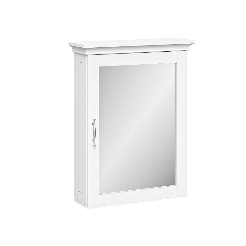 White Painted Mirrored Wall Mount Storage Cabinet with Adjustable Shelf