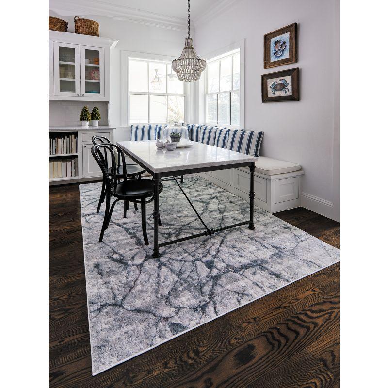 Gray Abstract Stain-Resistant Rectangular Area Rug