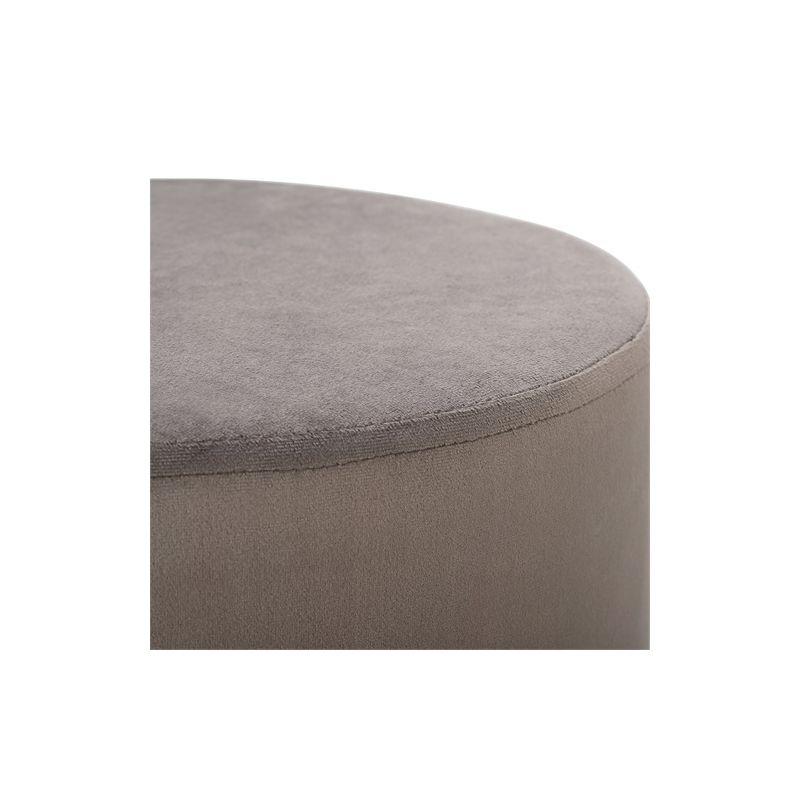 BirdRock Home Round Velvet Ottoman Foot Stool - Grey