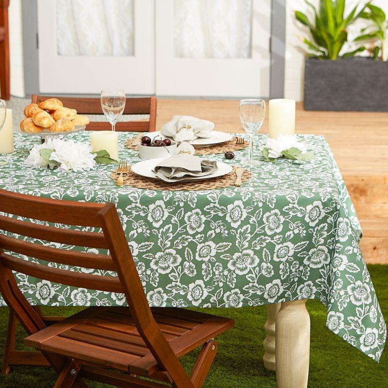 Design Imports  Artichoke Green Floral Print Outdoor Tablecloth 60 Round