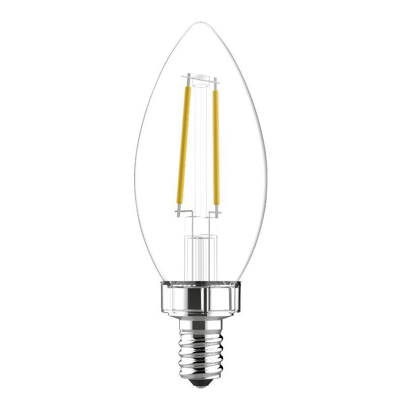 GE 2pk 40W Relax Clear LED Decorative Light Bulbs Soft White: E12 Candelabra Base, Dimmable, Energy Star, 13.7-Year Life