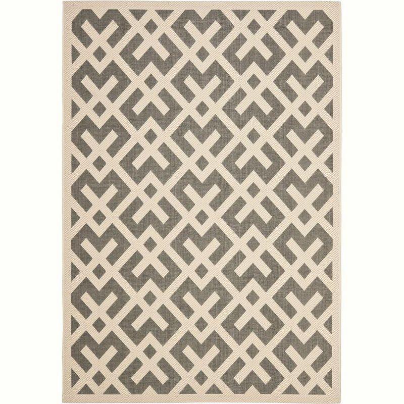 Courtyard CY6915 Power Loomed Indoor and Outdoor Area Rug - Grey/Bone - 4'x5'7" - Safavieh