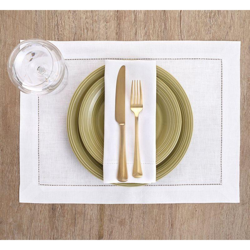 Solino Home 100% Pure Linen Hemstitch Placemats - Classic Hemstitch (Set of 4)