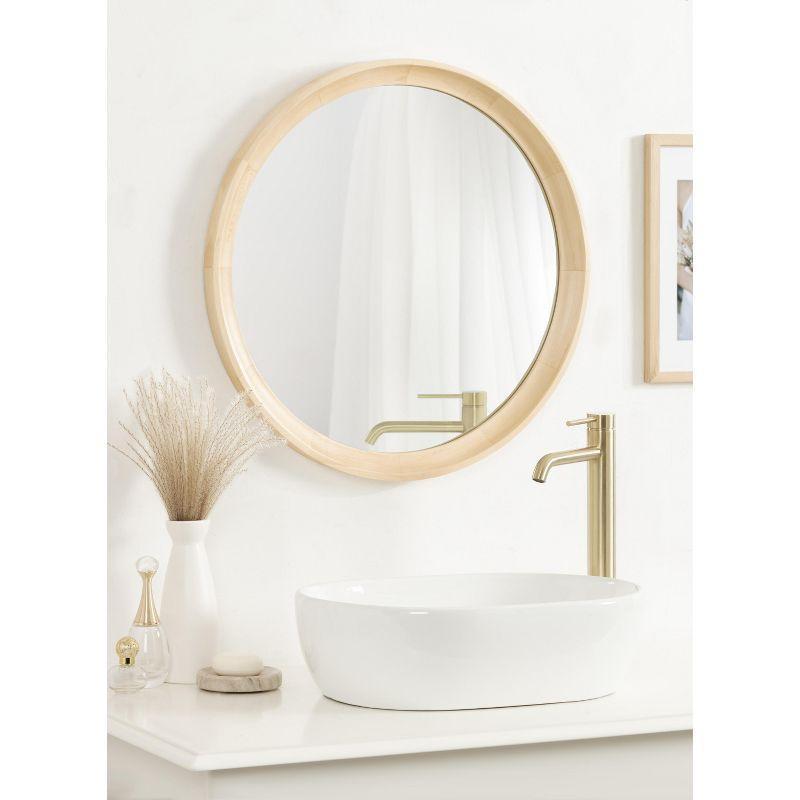Kate and Laurel Hatherleig Round Wood Round Mirror, 24" Diameter, Natural