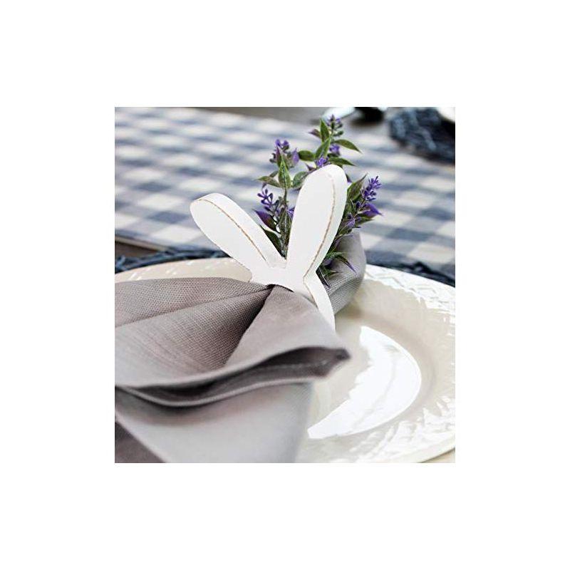 AuldHome Design Bunny Napkin Rings, 4pc Set; Easter and Holiday Rabbit Ear Wooden Napkin Rings