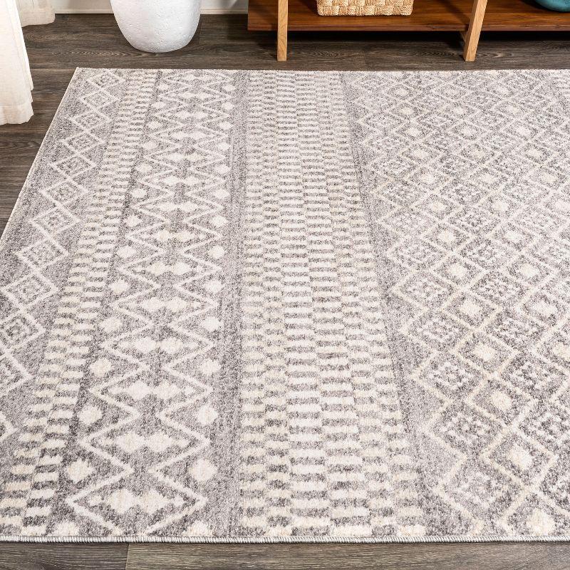 3'x5' Ifrane Berber Geometric Stripe Area Rug, Gray/Cream - JONATHAN Y