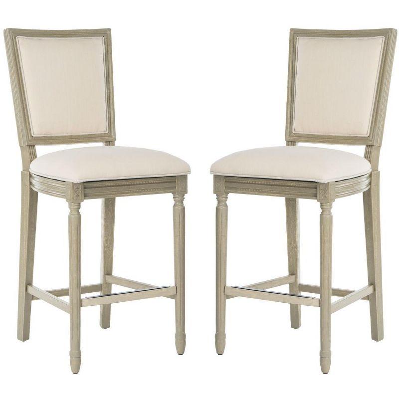 Buchanan Rectangle Bar Stool (Set of 2) - FOX6246 - Light Beige - Safavieh Couture