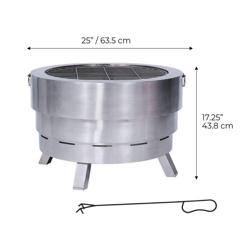 25" Collapsible Stainless Steel Wood Burning Outdoor Fire Pit