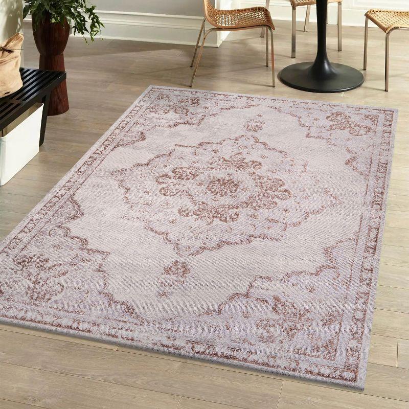 8'x10' Alhambra Ornate Medallion Modern Area Rug, Cream/Red - JONATHAN Y