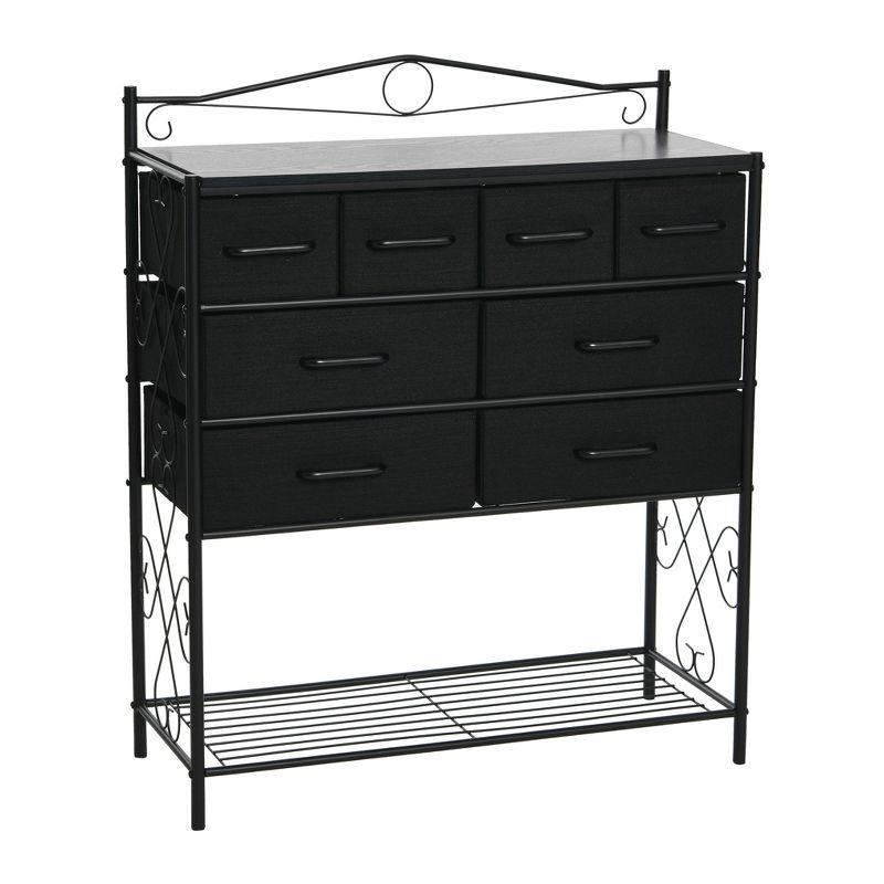 Household Essentials Victorian Style 8-Drawer and Bottom Shoe Shelf Dresser Unit, Black