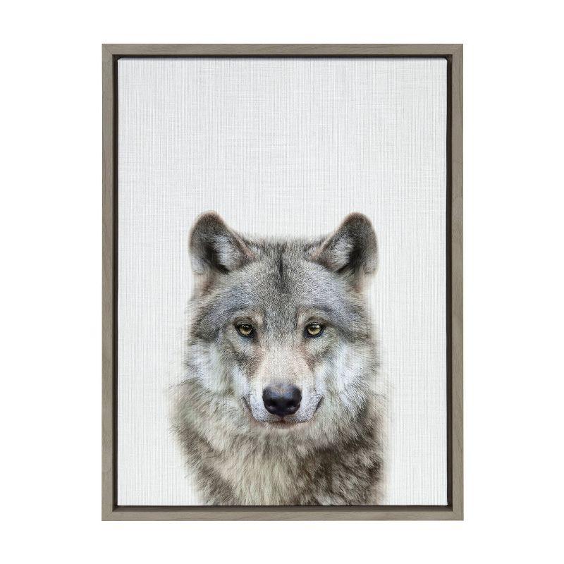 Gray Wolf Animal Print on Canvas for Kids