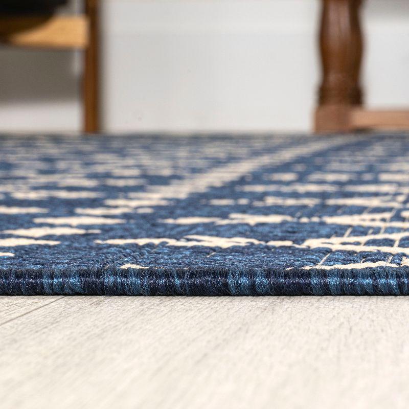 8' x 10' Ourika Moroccan Geometric Textured Weave Indoor/Outdoor Area Rug, Navy/Beige - JONATHAN Y