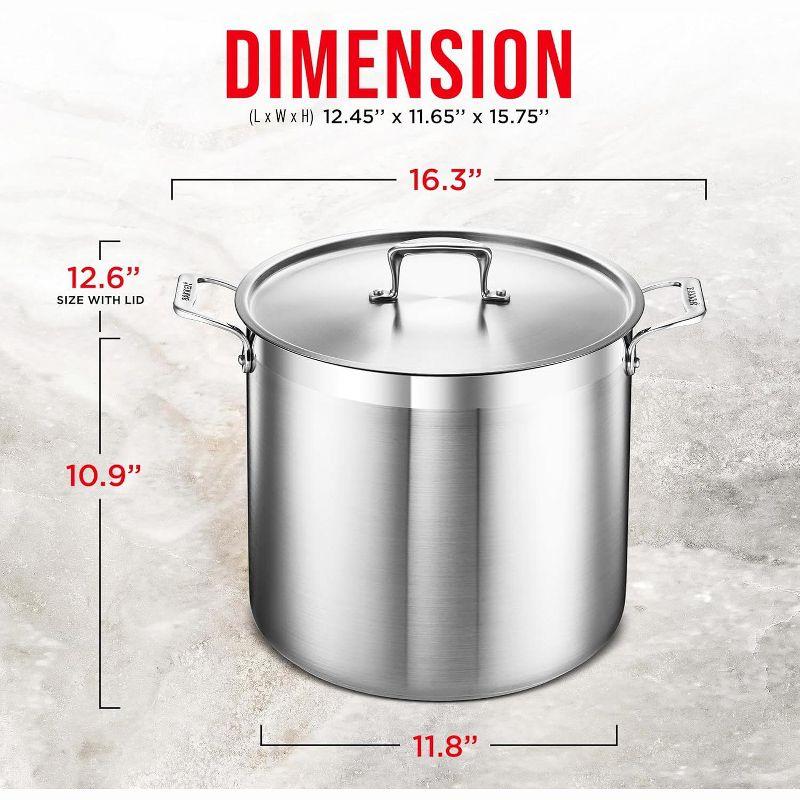 Bakken- Swiss Stockpot Brushed Stainless Steel Induction Pot with Lid and Riveted Handles