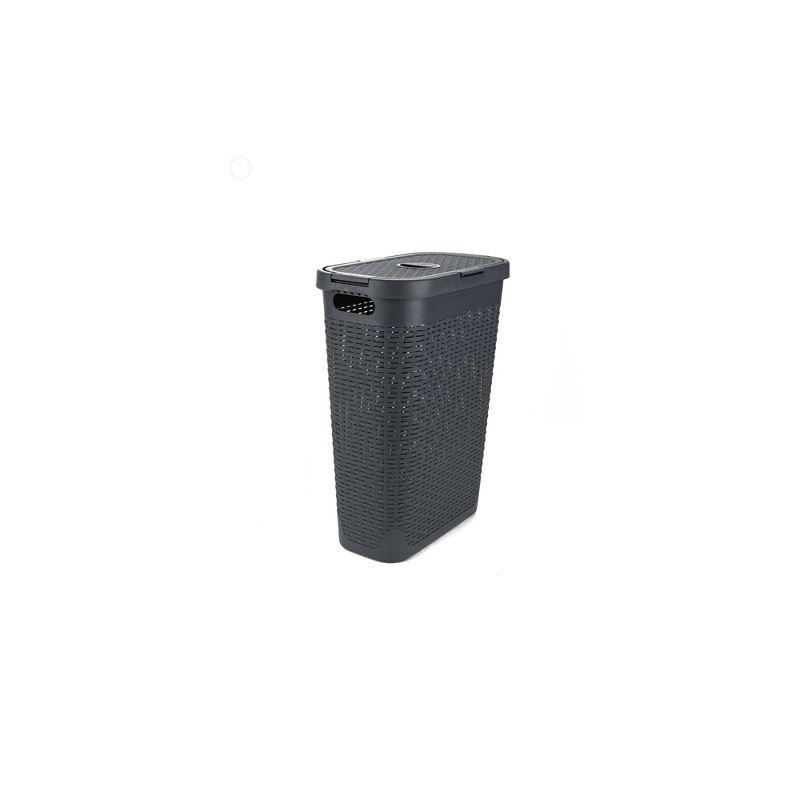 Mind Reader Mind Reader 40L Slim Laundry Hamper, Clothes Basket, Lid, Wicker Design, Plastic