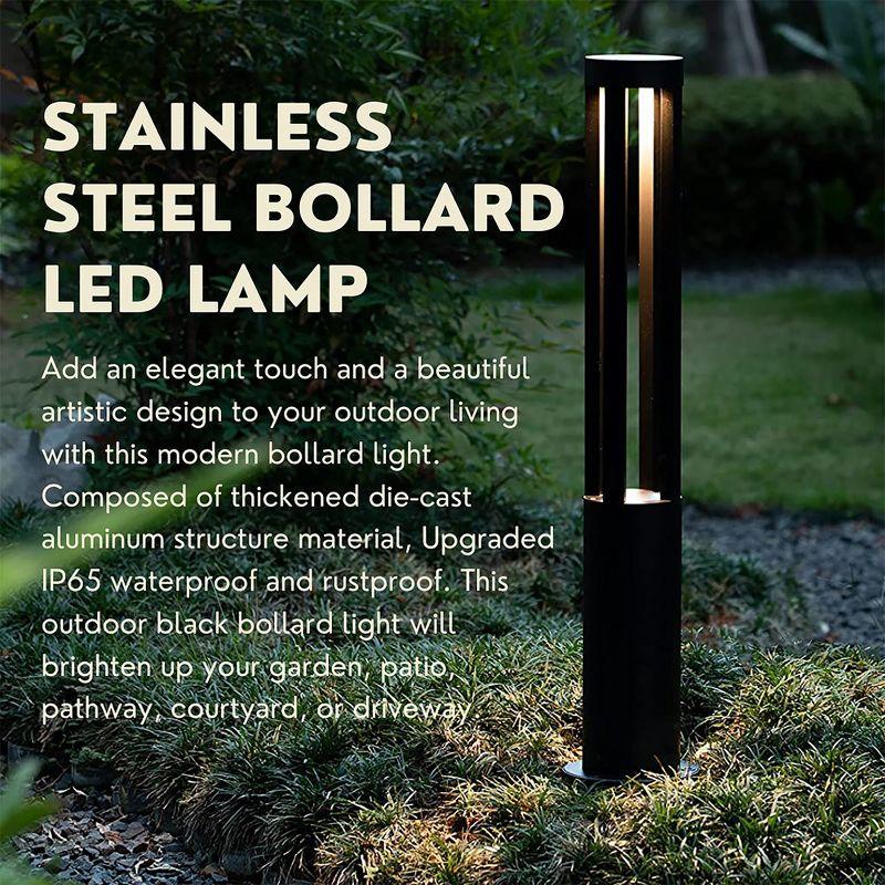 Gardenised Black Integrated LED Metal Bollard Light