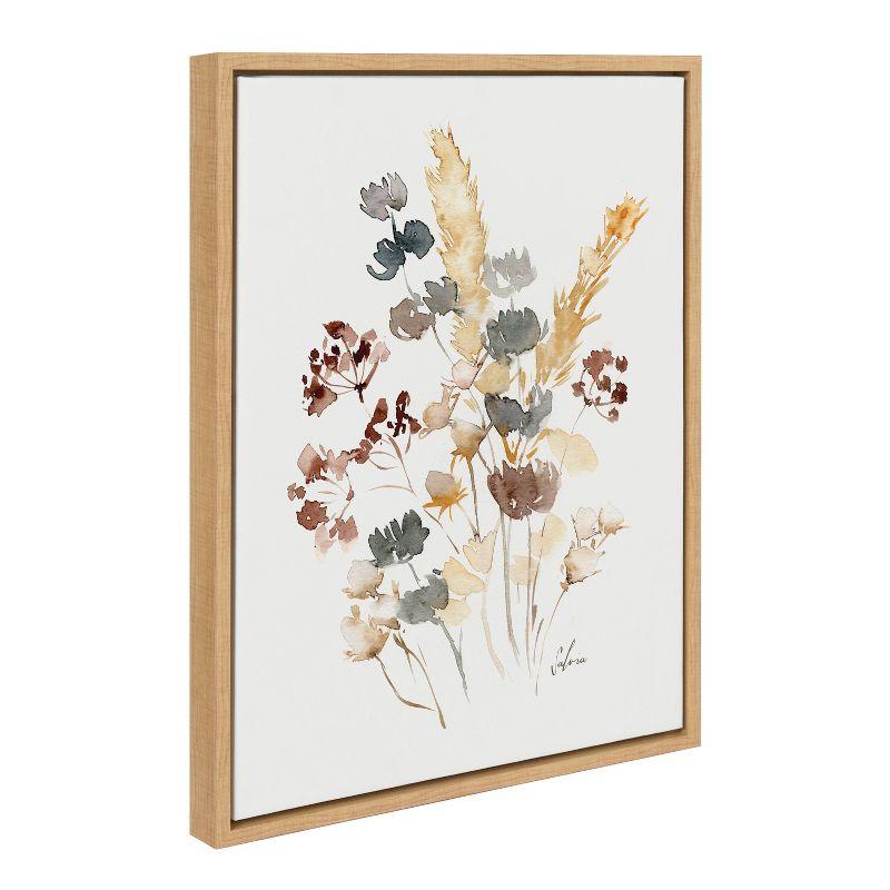 Wild Salvia Countryside Floral Canvas Print with Natural Frame