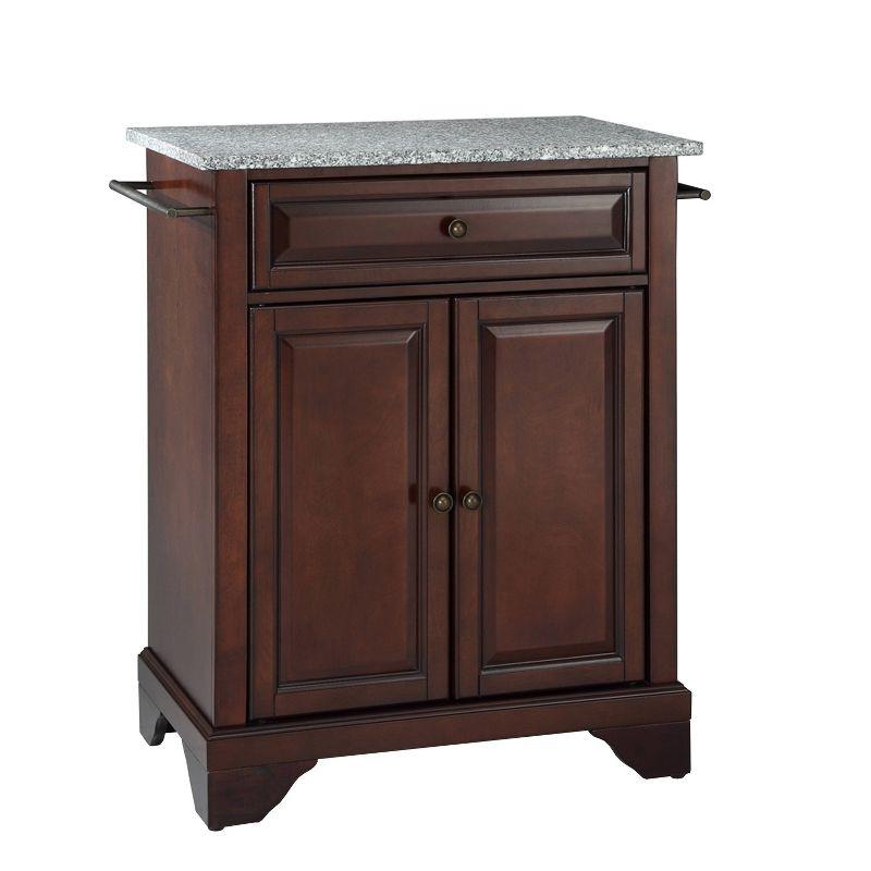 Lafayette Gray Granite Top Mahogany Kitchen Island Cart