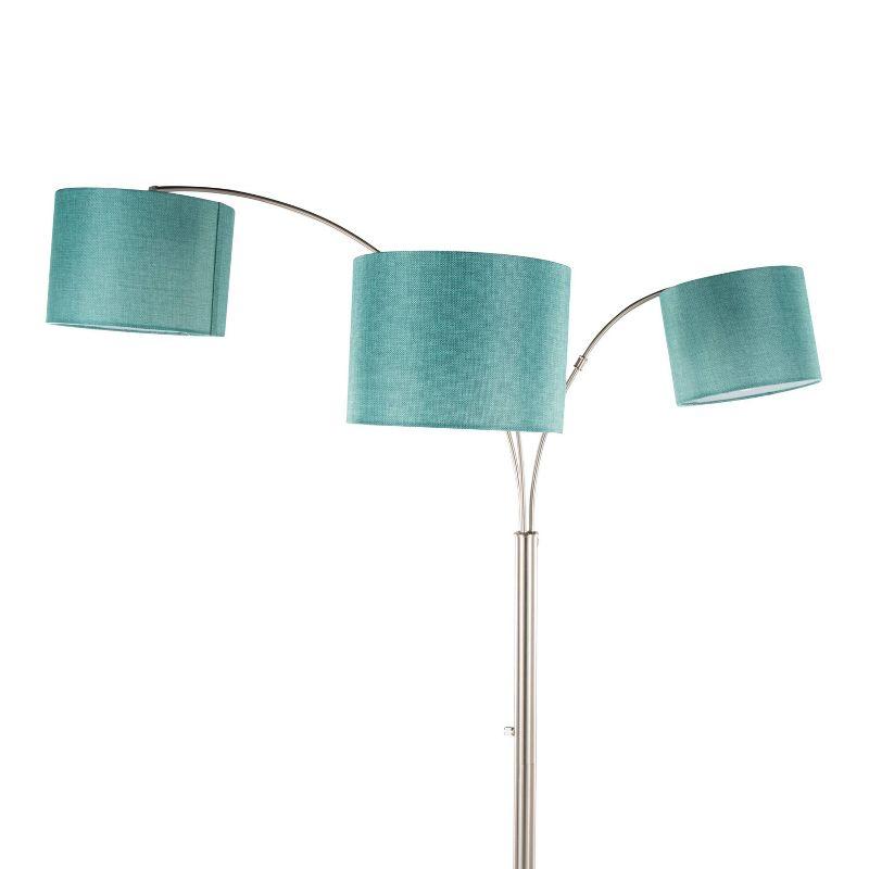 LumiSource Willow Trio 84" Contemporary Metal Floor Lamp Brushed Nickel and Turquoise Linen
