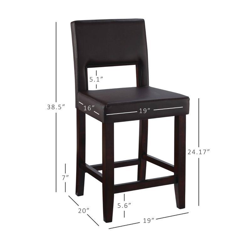 24" Vega Padded Counter Height Barstool with Ergonomic Footrest & Espresso Finish - Linon