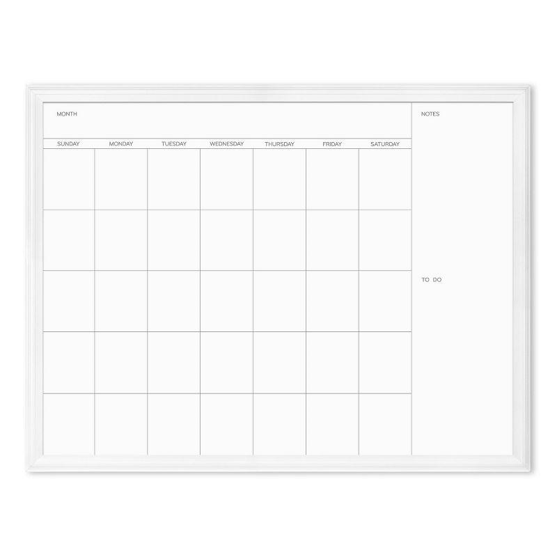 White 40"x30" Magnetic Dry Erase Calendar Board with MDF Frame