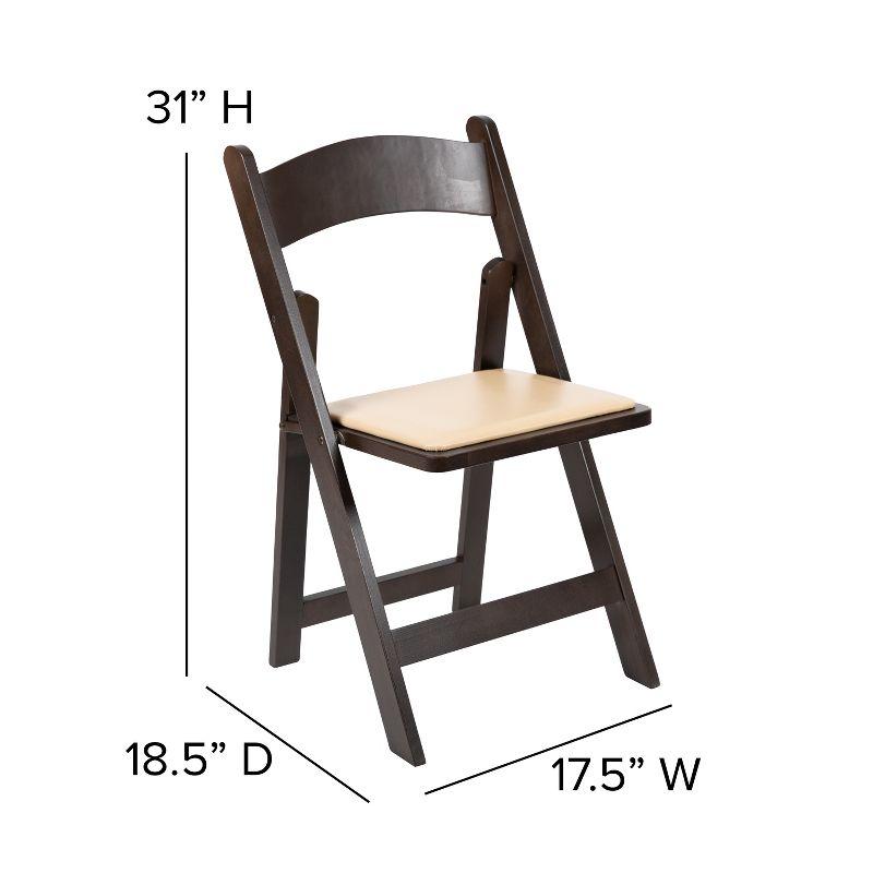 Flash Furniture HERCULES Series Chocolate Wood Folding Chair with Vinyl Padded Seat