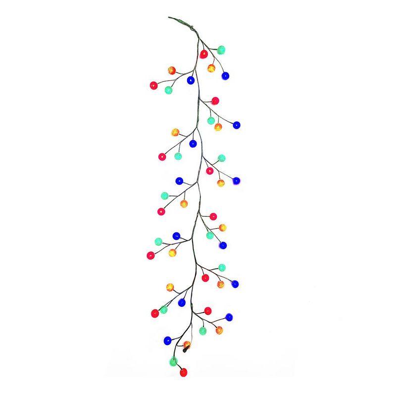 Festive 6-Foot Green Garland with Multicolor LED Cotton Lights
