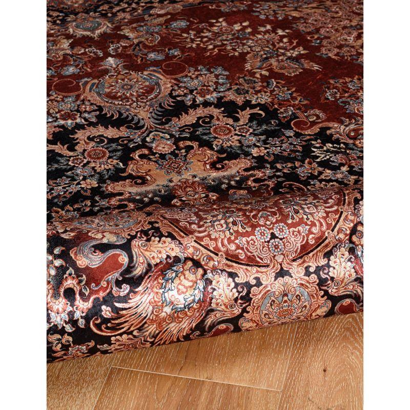 Emerald Martin Handmade Silk-Feel Red & Navy 5' x 7' Rug