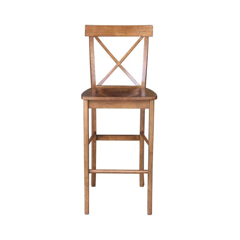 30" X Back Barstool Distressed Oak - International Concepts: Solid Wood, Square Seat, Armless