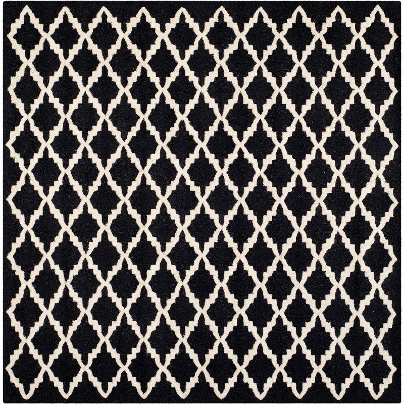 Hand-Tufted Cambridge Wool 6' Square Rug in Black/Ivory