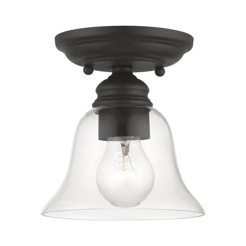 Black Semi-Flush Mount Light with Clear Glass Shade