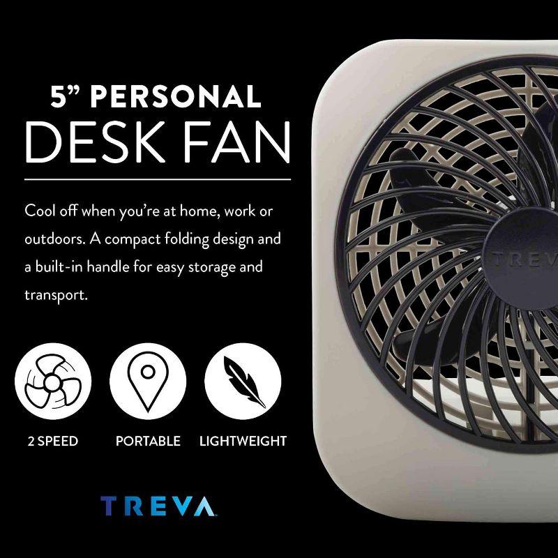 O2COOL Treva 5 Inch Battery Powered Portable Desk Fan - Black
