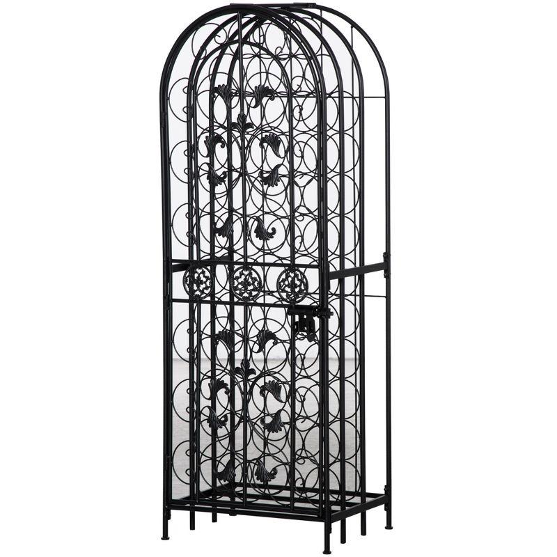 HOMCOM 45-Bottle Modern Wine Organizer Decorative Portable Wrought Iron Wine Rack Jail