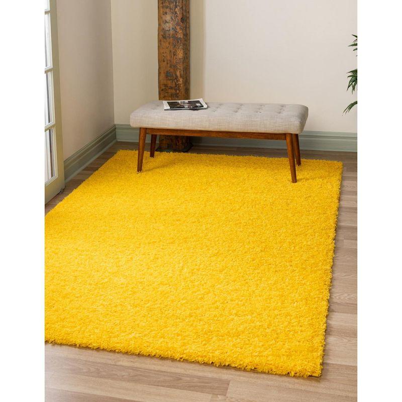 Yellow Rectangular Shag Rug for Kids, 4' x 6'