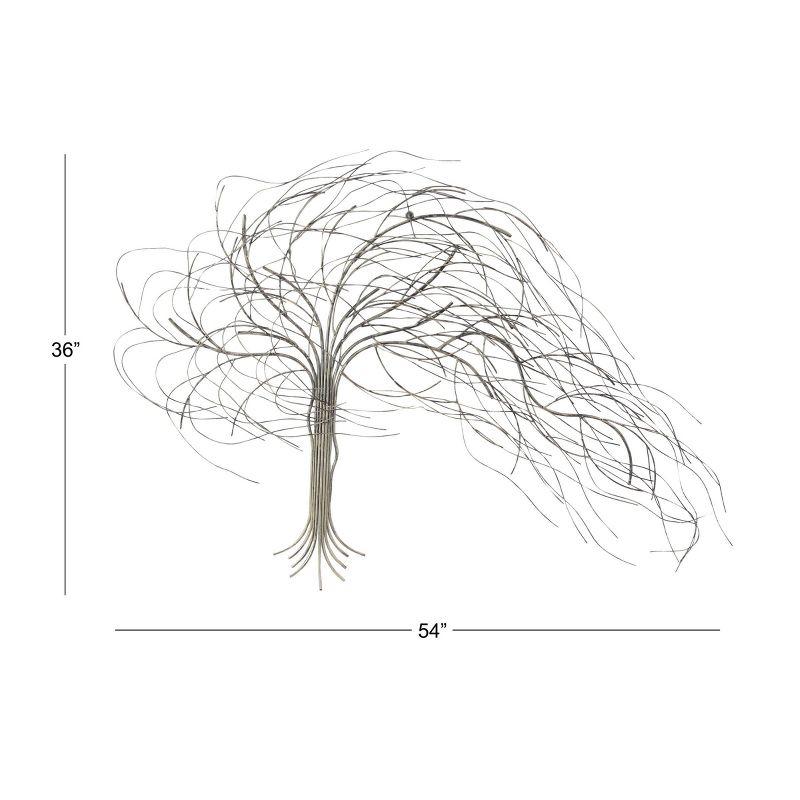 Metal Tree Indoor Outdoor Wall Decor with Long Branch Silver - Olivia & May